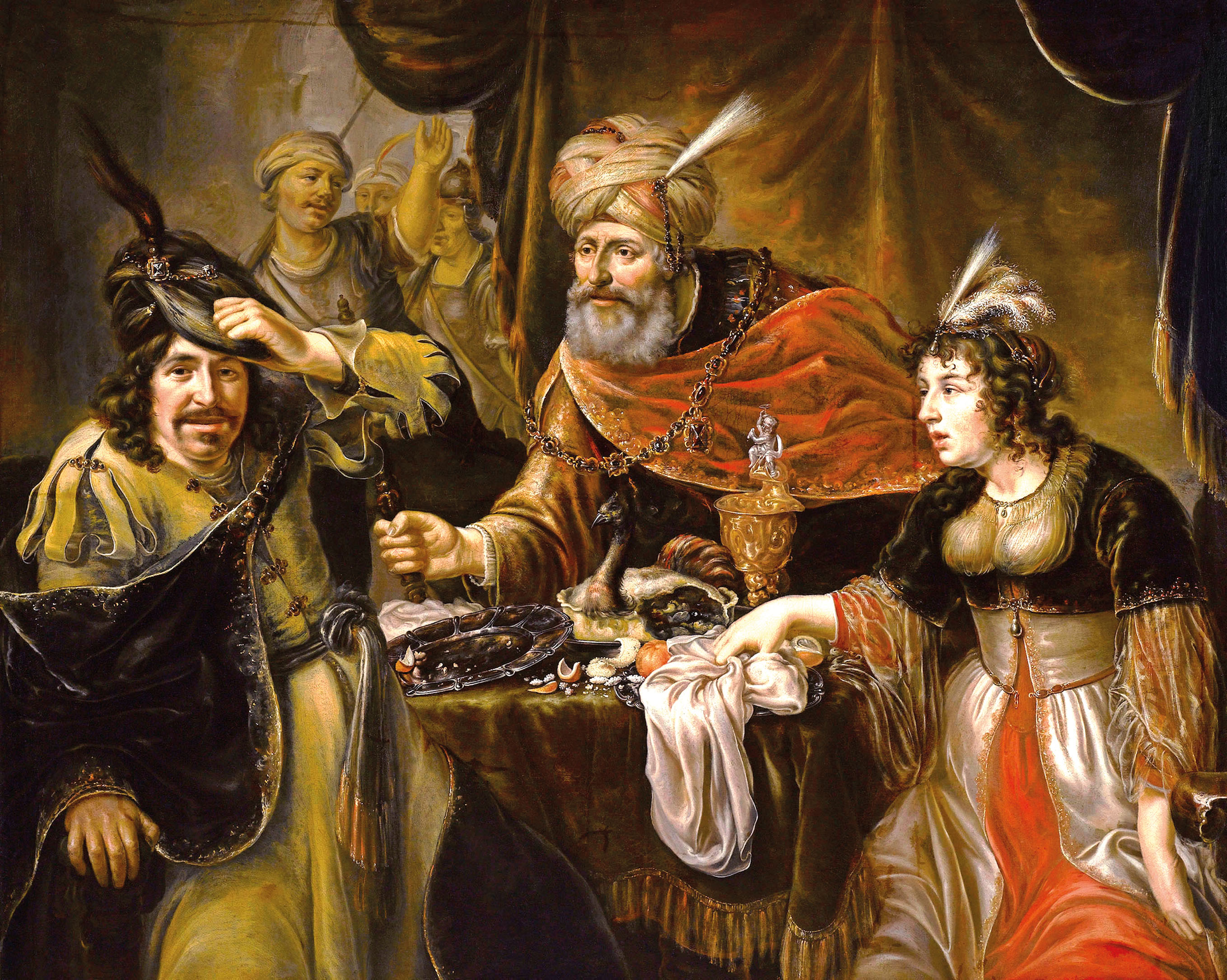 ‘Het feest van Ester’ door Johannes Spilberg, een Duitse schilder die in Amsterdam actief was